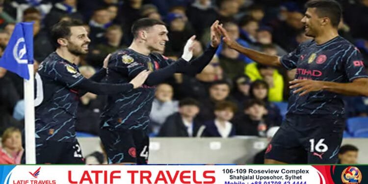 ব্রুইন, ফোডেন-আলভারেসদের এক হালি গোলে দ্বিতীয় স্থানে ম্যানসিটি