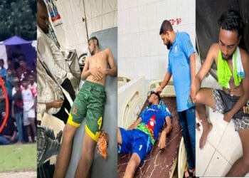 গোয়াইঘাটে সিলেটের ফুটবলারদের উপর হামলার ঘটনায় ক্ষুব্ধ ফুটবলাররা